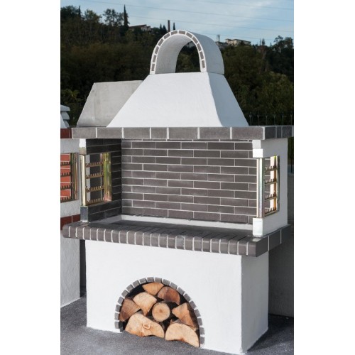 Zonnebrand Treble Auto Garden bbq set: With counter – sink, grill without coating and with black –  grey firebrick