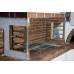 Garden barbeque set with traditional wood-oven and brown firebrick